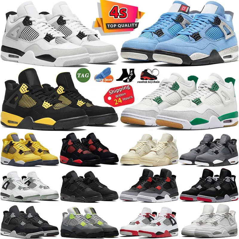 Chaussures de basket-ball 4S pour hommes femmes OG Red Thunder 4 Pine Green Military Black Cat Canvas White Oreo Sail Seafoam University Blue Bred Cool Grey Sports Sneakers