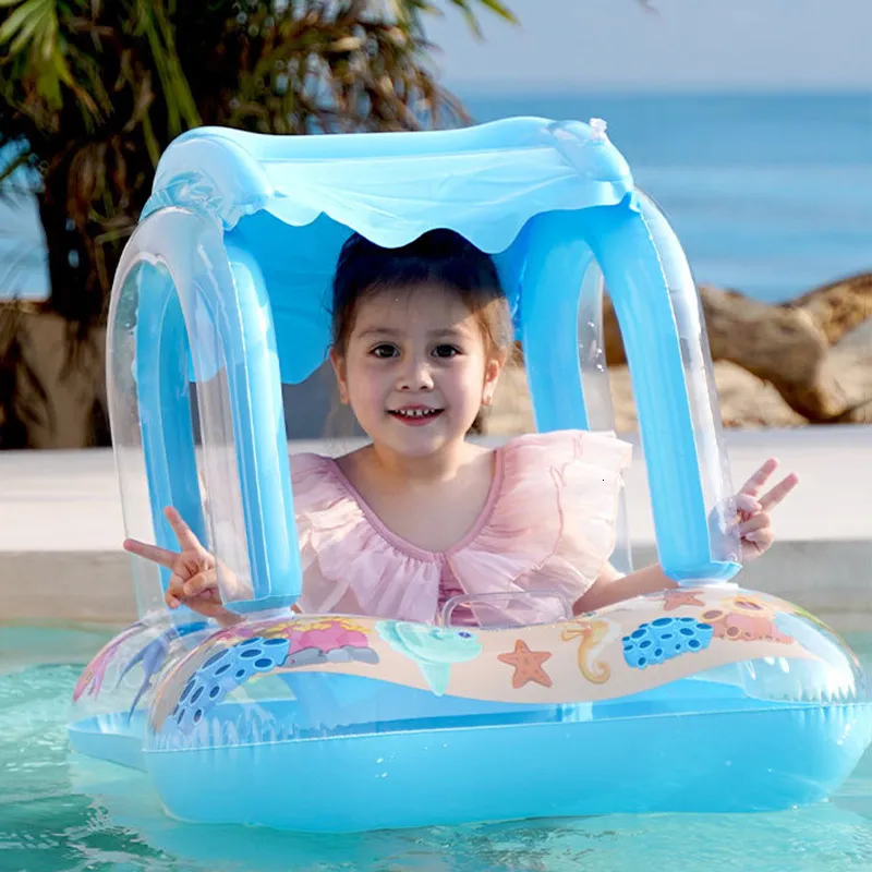 12-18 Months Infant Baby Pool Float With Canopy Flotteur Piscine