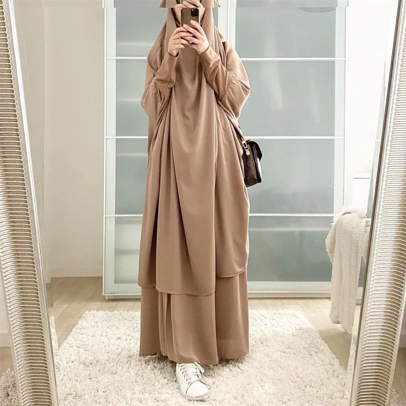 Ramadan musulman prière vêtement ensemble femmes à capuche Hijab robe Jilbab Abaya jupe ensembles longue Khimar Djellaba Eid robe islamique Niqab278Z