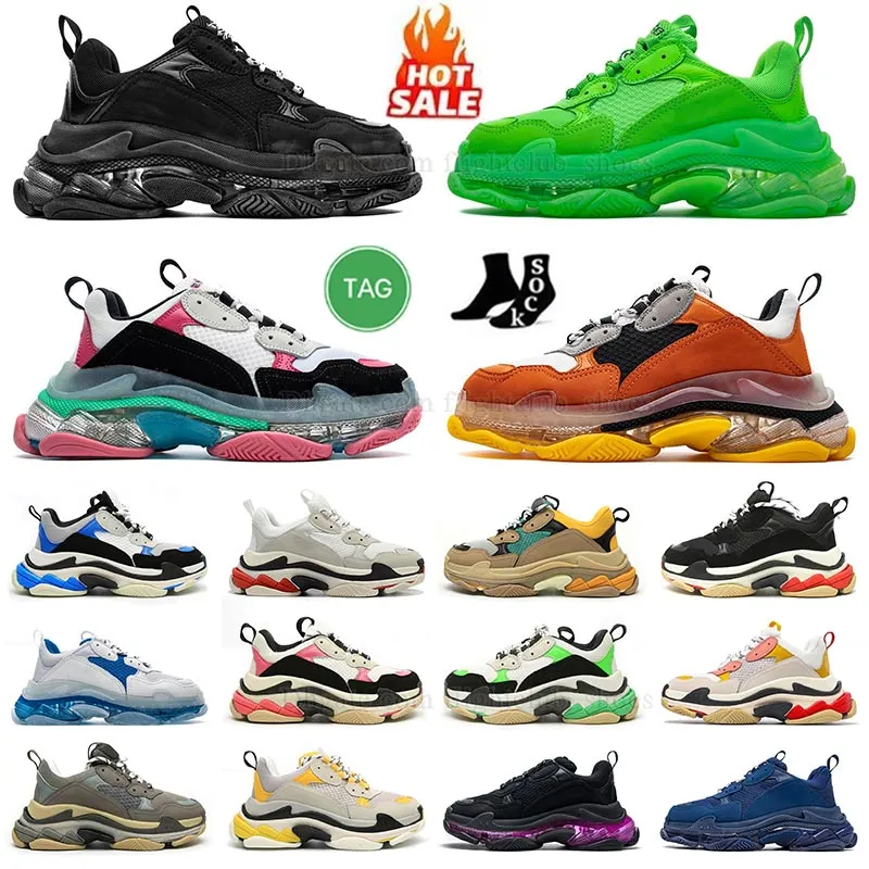 balenciaga balenciagaa balenciage balenciags Diseñador Triple S Zapatilla de deporte Zapatos casuales Suela transparente Plataforma Rojo hombre Balencaigas Balenciaca【code ：L】