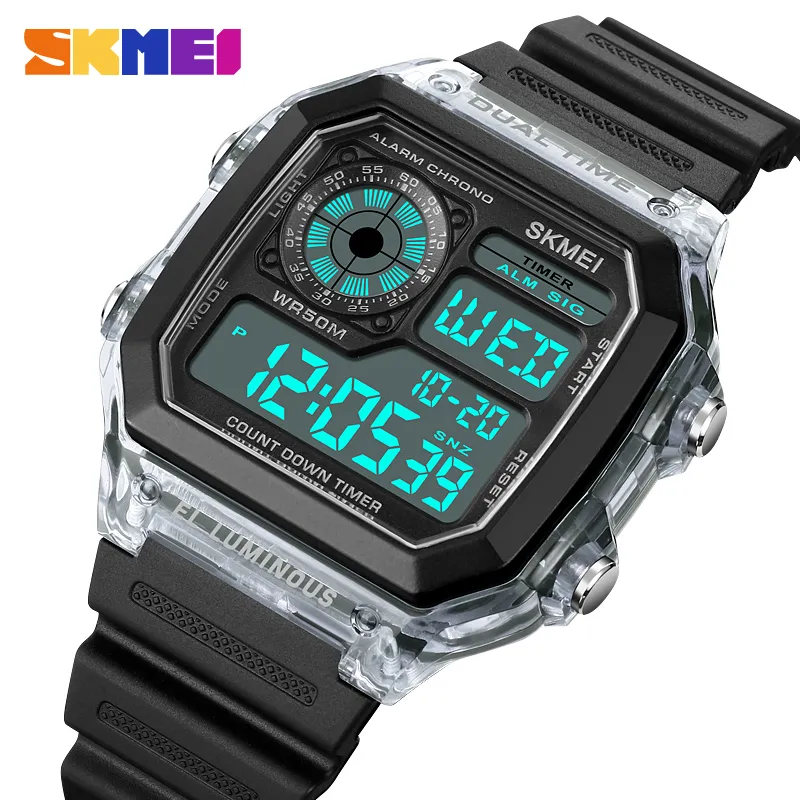 SKMEI japon numérique mouvement compte à rebours Sport montres hommes multifonction 5Bar étanche Chrono montre-bracelet horloge reloj hombre