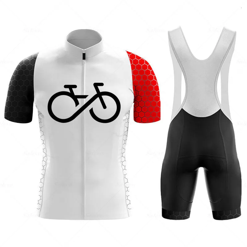 Koszulki rowerowe Topy 2023 Pro Team White Rower z krótkim rękawem Maillot Ciclismo Men Jersey Suit Summer Failing Sets 2307713