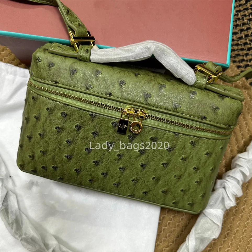 Loro Piana L19 Lunch Box Bag LP Femmes Bambou Tissé Sac Designer Maquillage  Sac En Cuir Véritable Sacs À Main Toile Autruche Stranded Sac À Main Deux