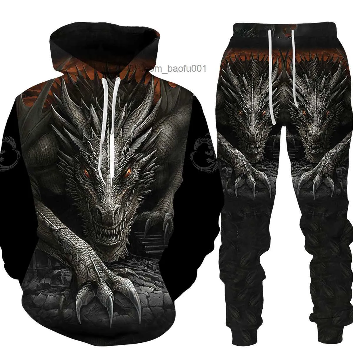 人気商品の入荷速報 入荷Now Printed Print Dragon Tracksuit Autumn/Winter Set Mens Clothing
