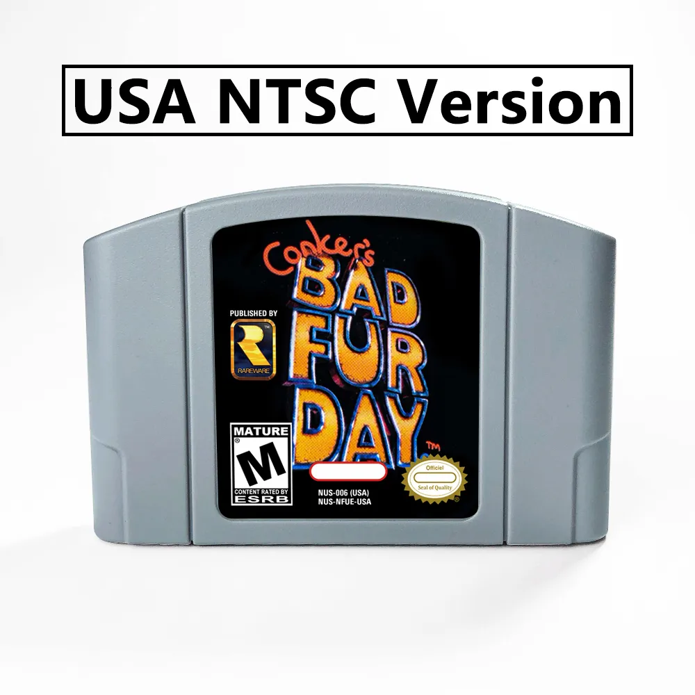 Hard Drives Conker's Bad Fur Day 64Bit Game Cartridge USA NTSC version or EUR PAL version For N64 Consoles 230713