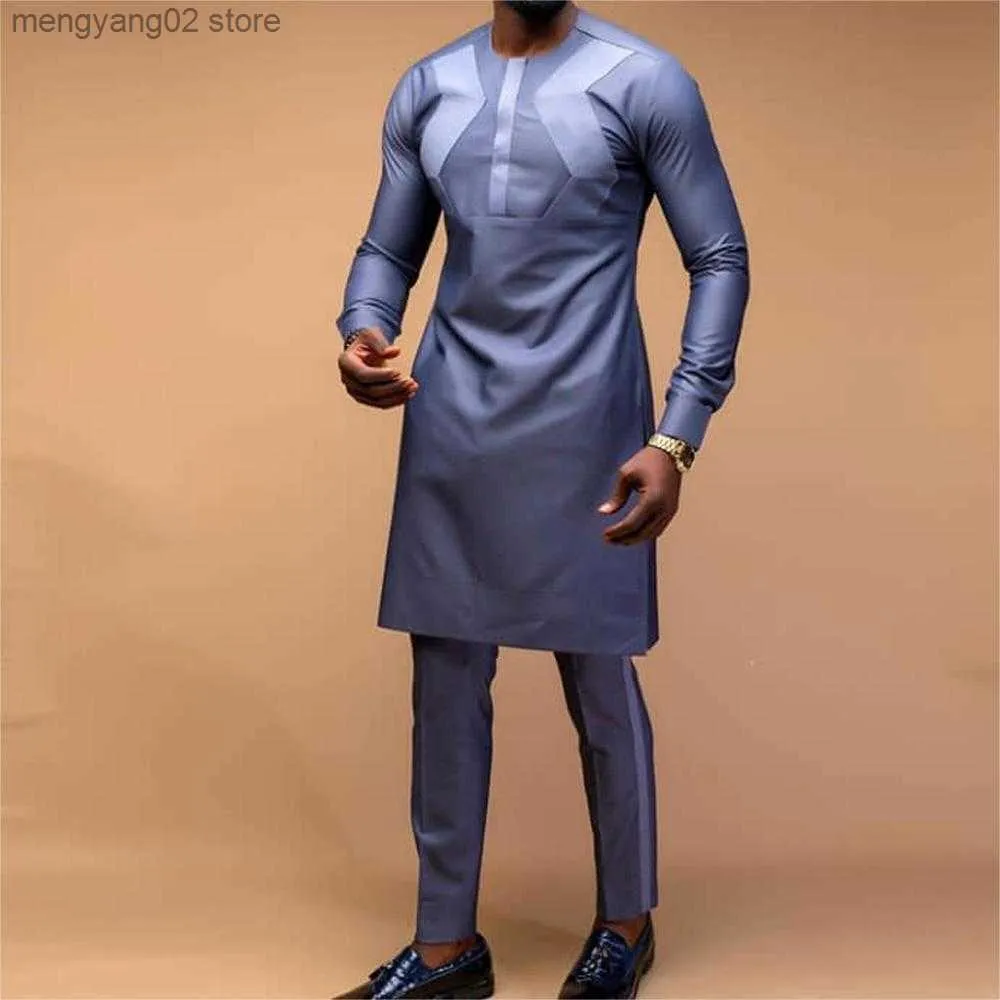 Suisses de survêtement masculines Costume masculin Africain Couleur de couleurs Couleur Couleur et pantalon décontracté 2 pièces Men Tiptifit Mariage Business Elements pour hommes T230714