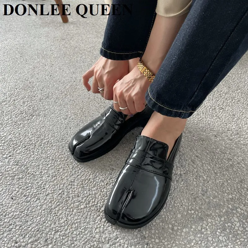 Gai Sandallar Moda Bölünmüş Ayak Flats Kadınlar Sıradan Loafer Thunky Topuk İngiliz Oxford Ayakkabıları Sonbahar Ayakkabı Zapatos de Mujer 230713 Gai