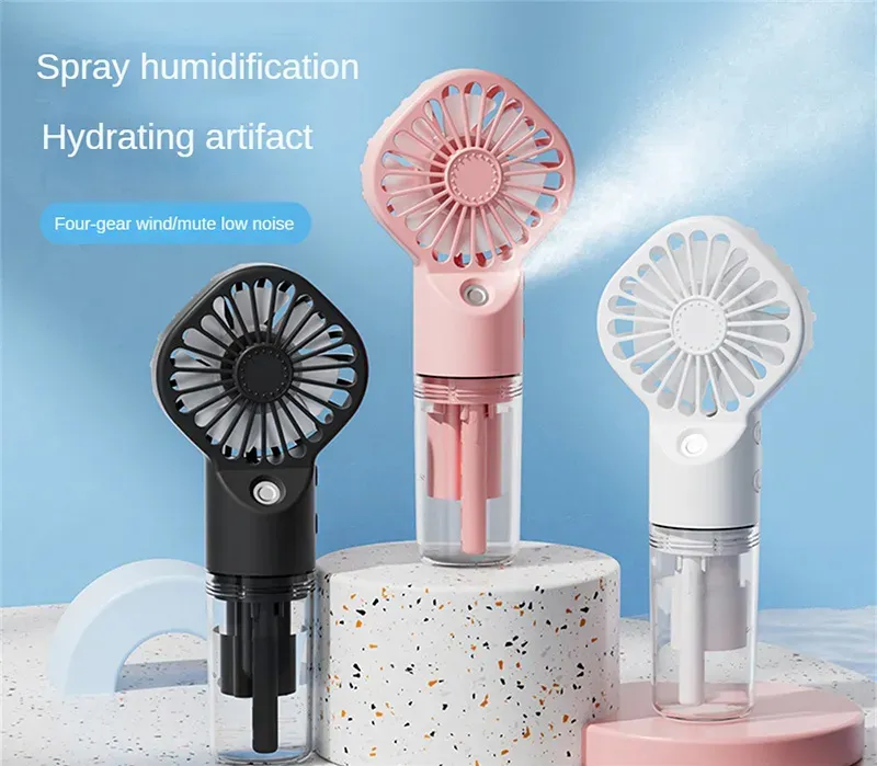 Ventilateurs de pulvérisation portables Mini ventilateur muet rechargeable USB Hydratant Nano Spray Ventilateurs de refroidissement rapides Humidification Ventilateur de brumisation d'eau pour bureau extérieur