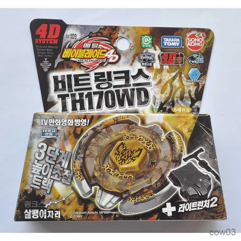 4D Beyblades Takara Tomy Beyblade Metal Battle Fusion Top BB109 BEAT LINK TH170WD 4D WITH Light Launcher R230714
