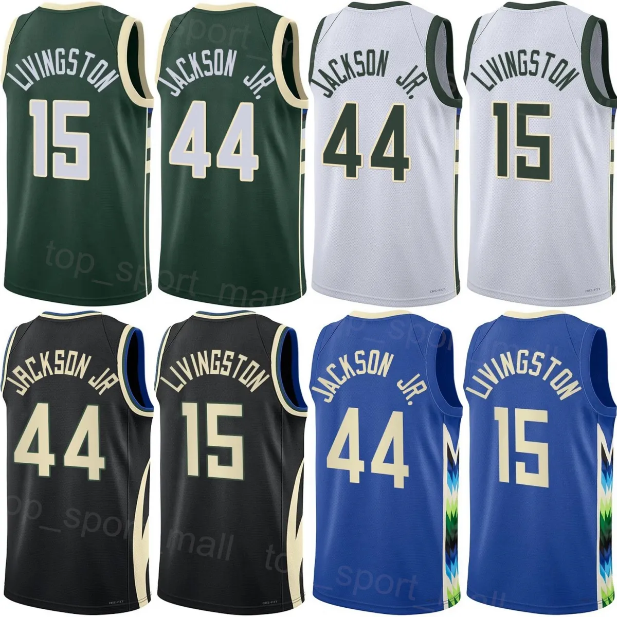 Man Kids Printed Basketball Andre Jackson Jersey 44 Chris Livingston 15 Khris Middleton 22 Giannis Antetokounmpo 34 Jrue Holiday 21 Grayson Allen Pat Connaughton