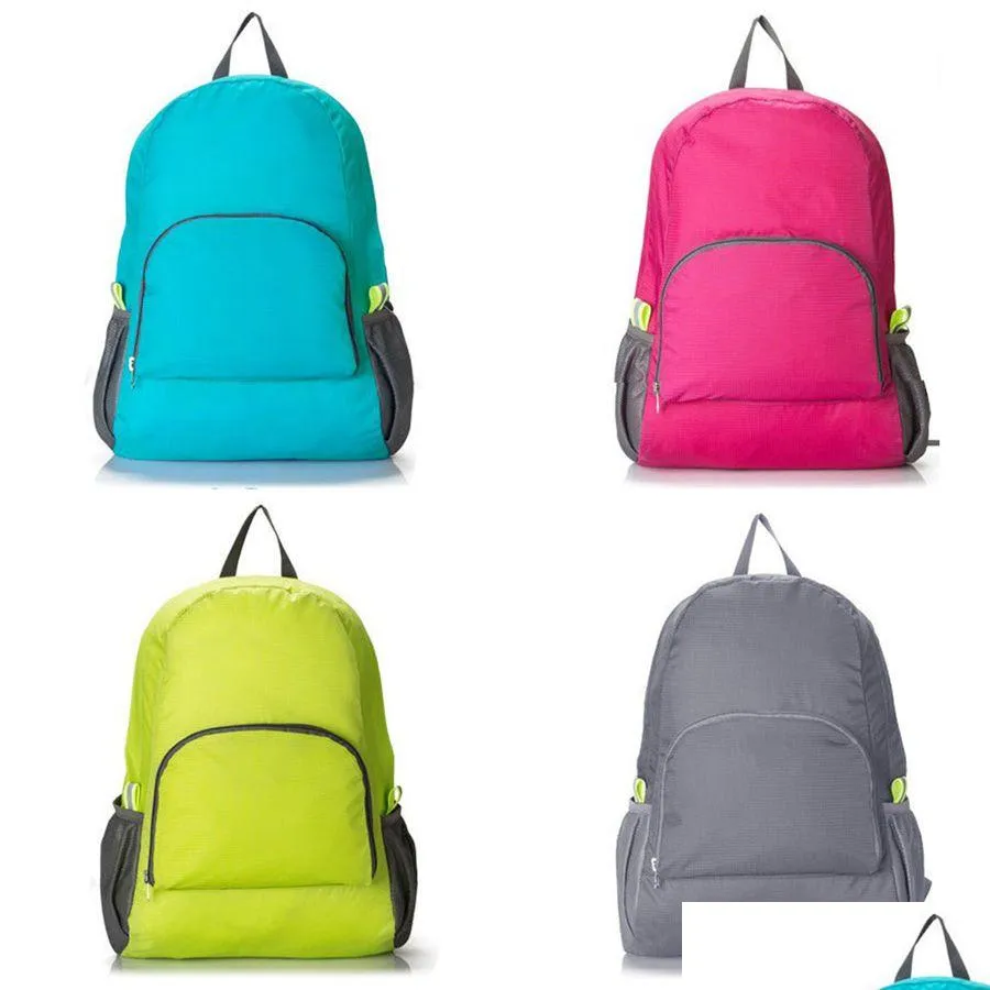 Sacs de rangement extérieur Portable grande capacité sac à dos pliable étanche léger sport sac pliant Cam randonnée école Dh01017 D Dhjur