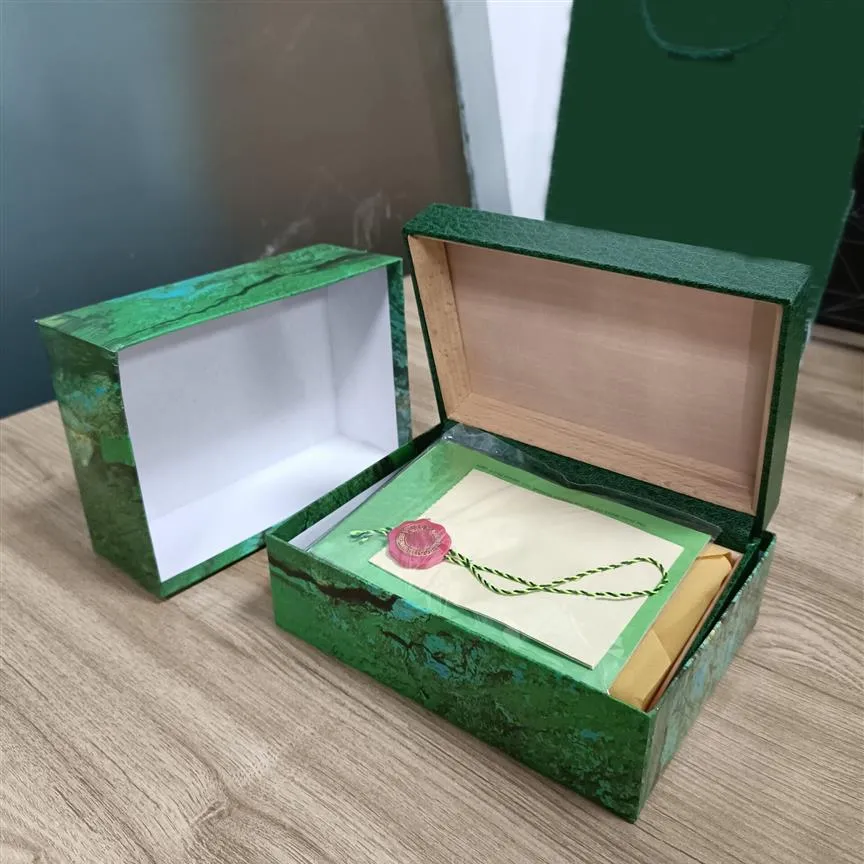 Rolx luksusowe zegarek męskie skrzynki zegarkowe oryginalne zewnętrzne zegarki Womans pudełka mężczyzn zielone pudełka karta broszurka 126710 Akcesoria CE2621