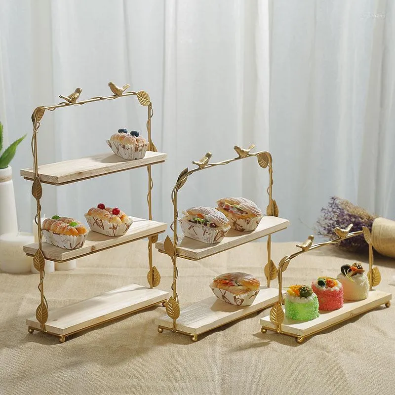 Assiettes série forestière support à Dessert en bois présentoir accessoires et décorations plateau à gâteau en fer de mariage nordique
