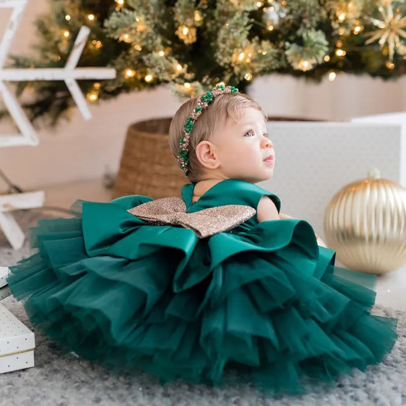 Mädchen Kleider 12M Baby Mädchen Pailletten Bogen Tutu Kleid geboren Mädchen Ein Jahr Geburtstag Outfits Abend Party Kleid Mädchen weihnachten Vestido Baby Tuch 230714