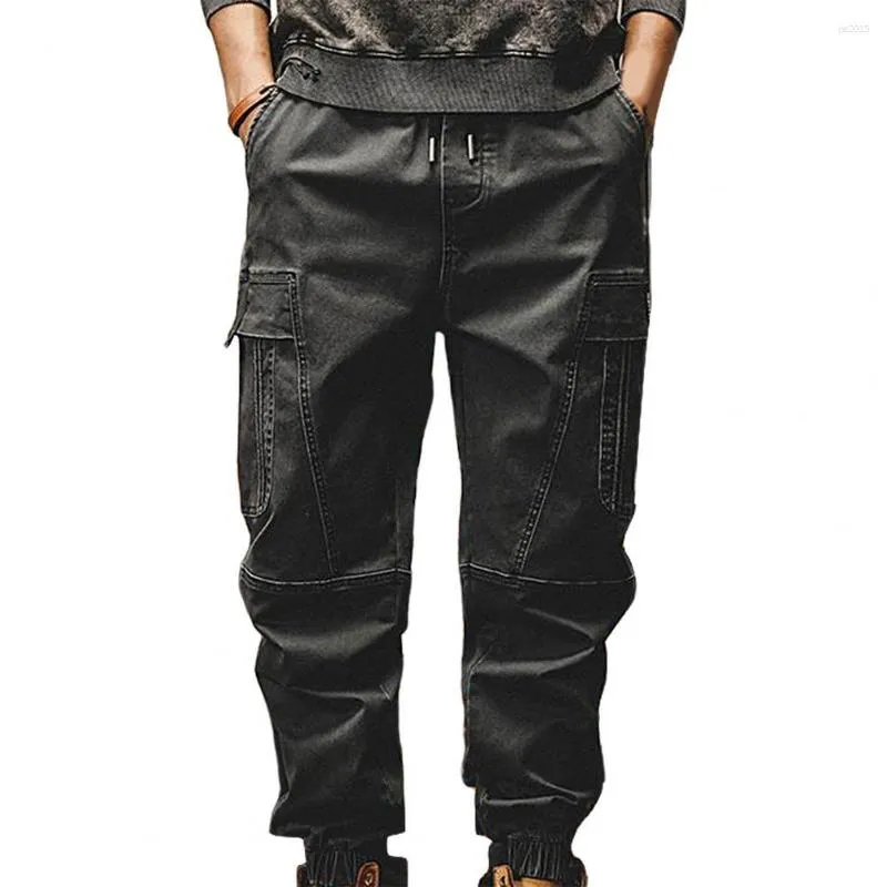 Men's Pants Trendy Relaxed Fit Straight Work Temperament Cargo Ankle Tied For Working