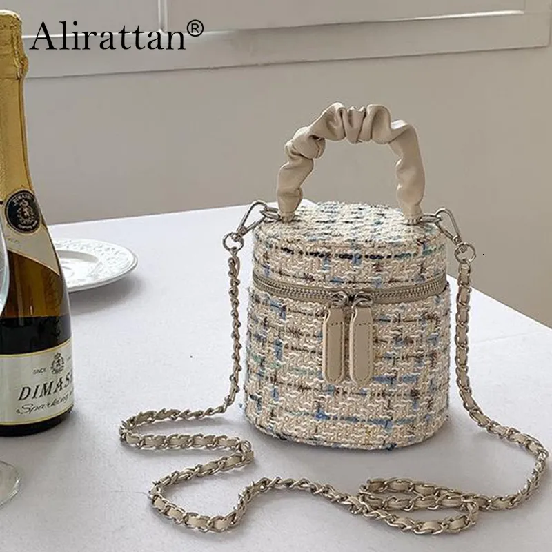 Вечерние сумки Alirattan Women's Chain Bag Fashion Fashion Messenger Mini Bucket Bulsa Feminina Factory Прямые продажи 230714