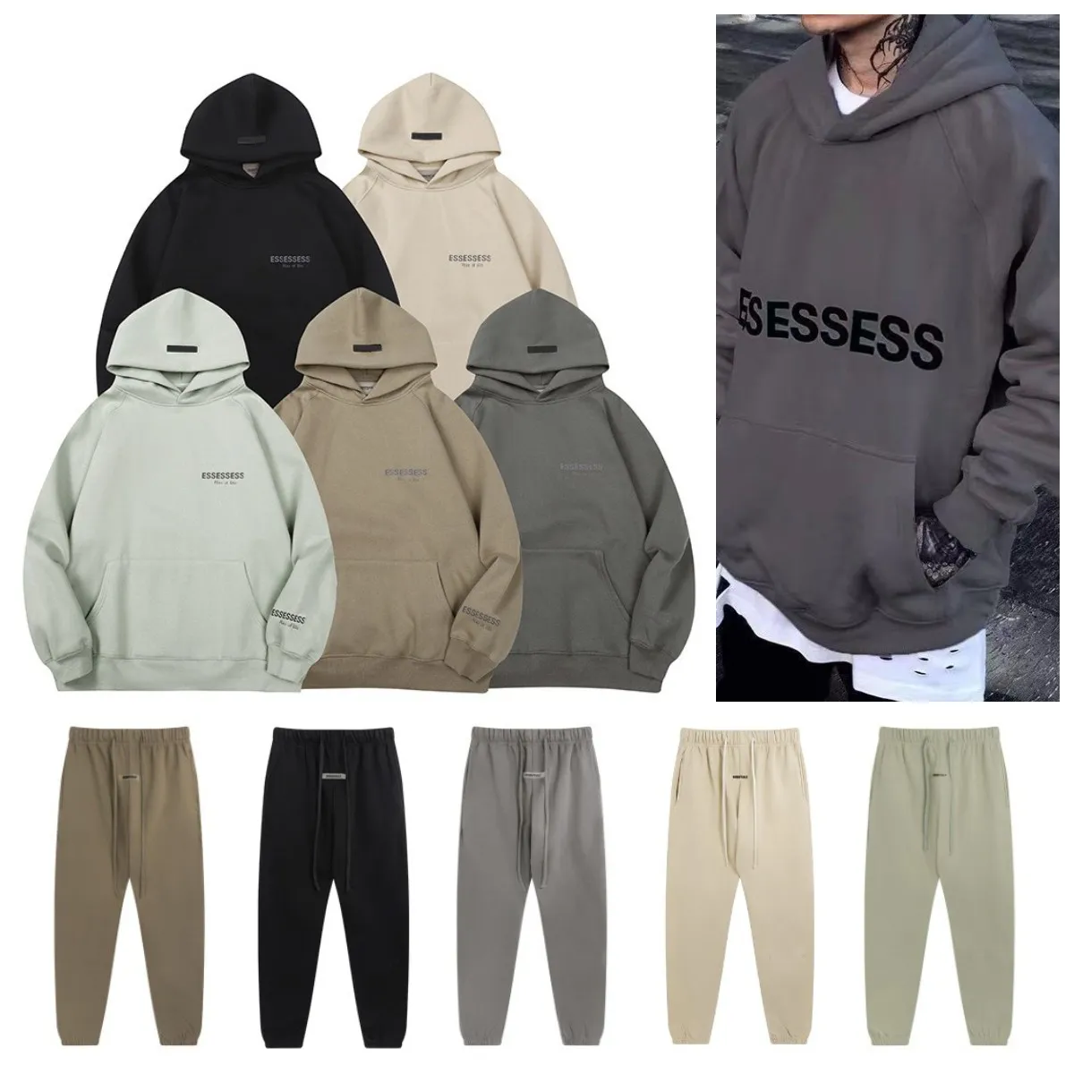 Mode Essent Sweat à capuche Sweats à capuche en vrac Designer Femmes Hommes Lâche Essentail Streetwear Essen Sweatshirts Tops Vêtements Hip Hop T-shirt Essent Shorts