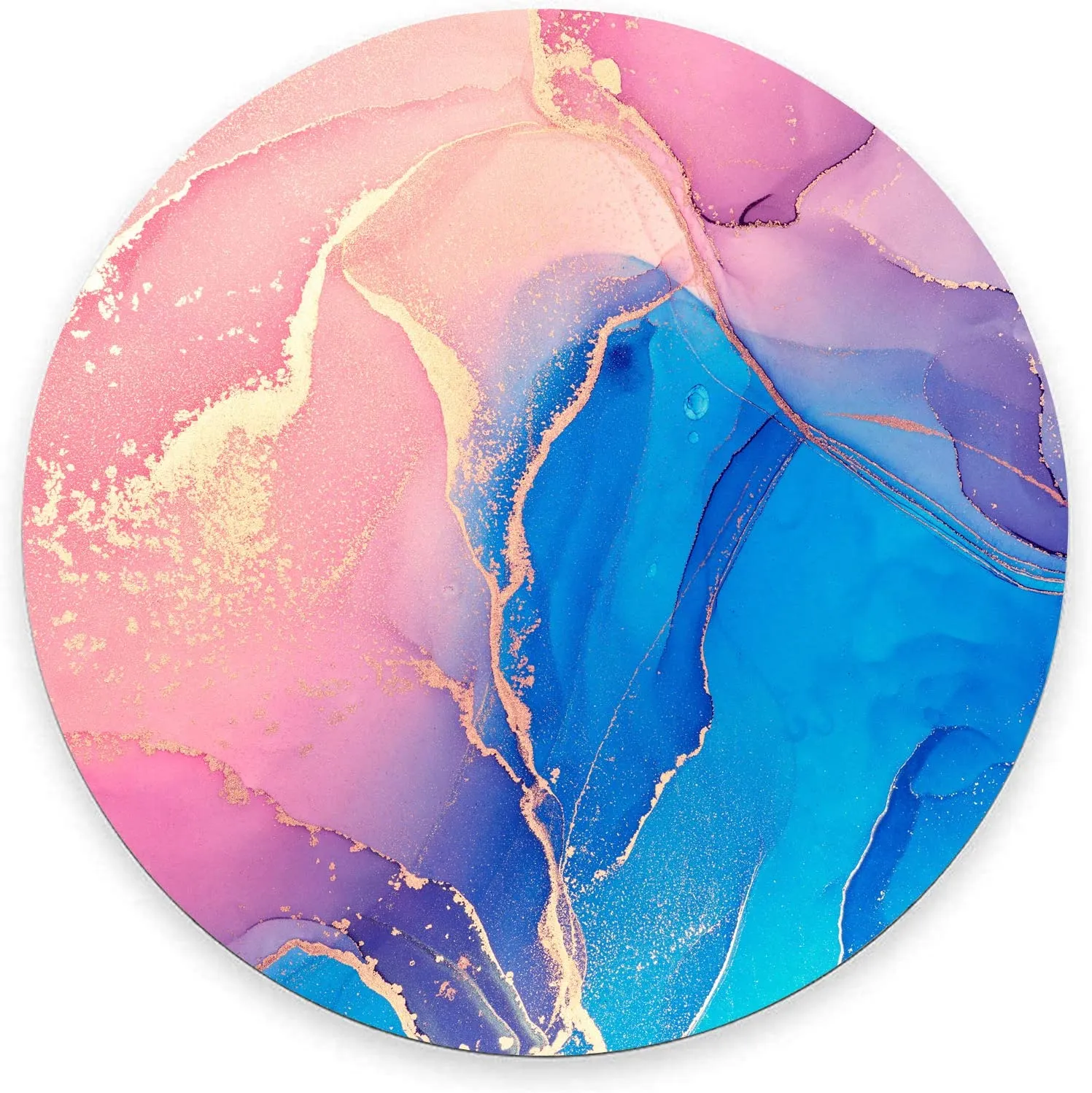 Colorful Marble3 Round Mouse Pad Cute Gaming Mouse Mat Waterproof Non-Slip Rubber Base MousePads 7.9x0.12 Inch