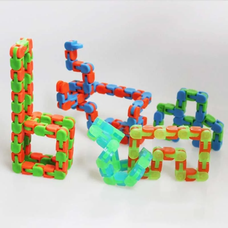 Faixas malucas para crianças Snap and Click Fidget Toys DIY Kids Autism Snake Puzzles Classic Sensorial Educational Decompression Toy250L
