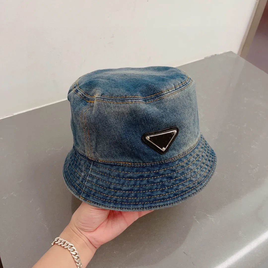 23ss Luxury designer prd Triangle logo denim jeans bucket hat men women stripes chapeau baseball cap sun prevent hip hop snapback comfortable outdoor hats