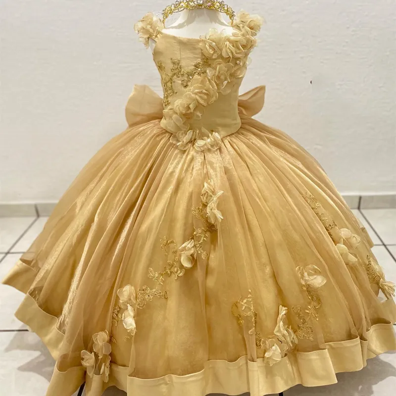 white christmas dresses Gold Sweetheart Beaded Sparkles Court Train Flowers Prom Dresses main image 0