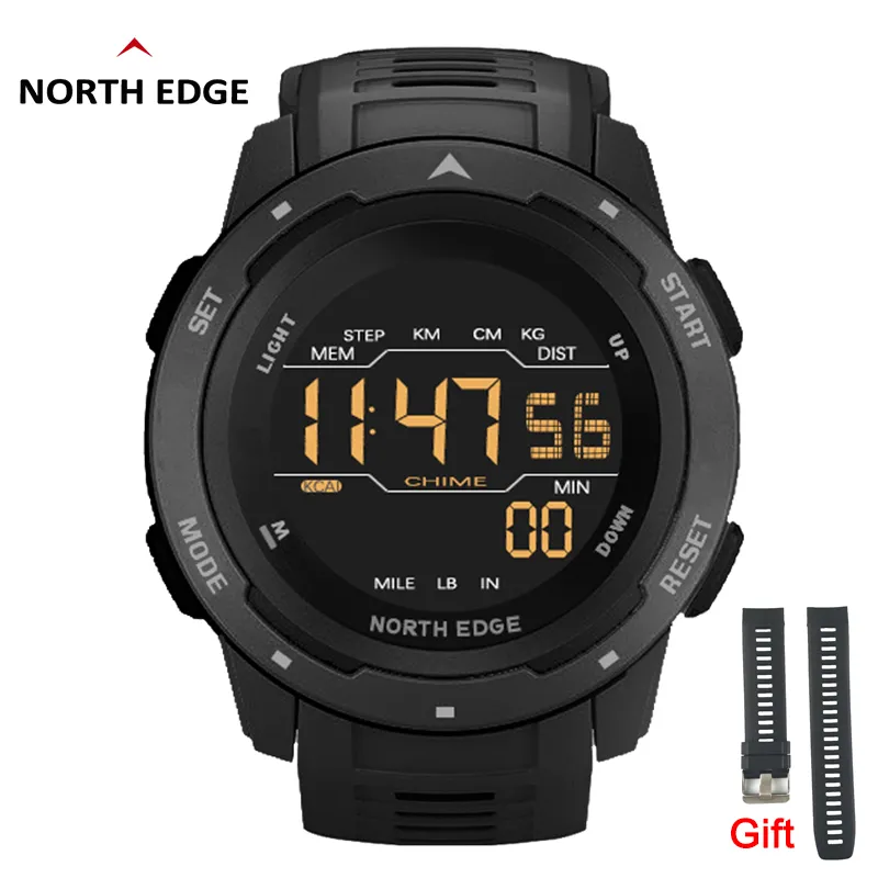 North Edge Digital Watch Men Anty Watch Sports Watch Watch Fashion Runge Sports Sports Плавание водонепроницаемые 50 м мужские электронные часы