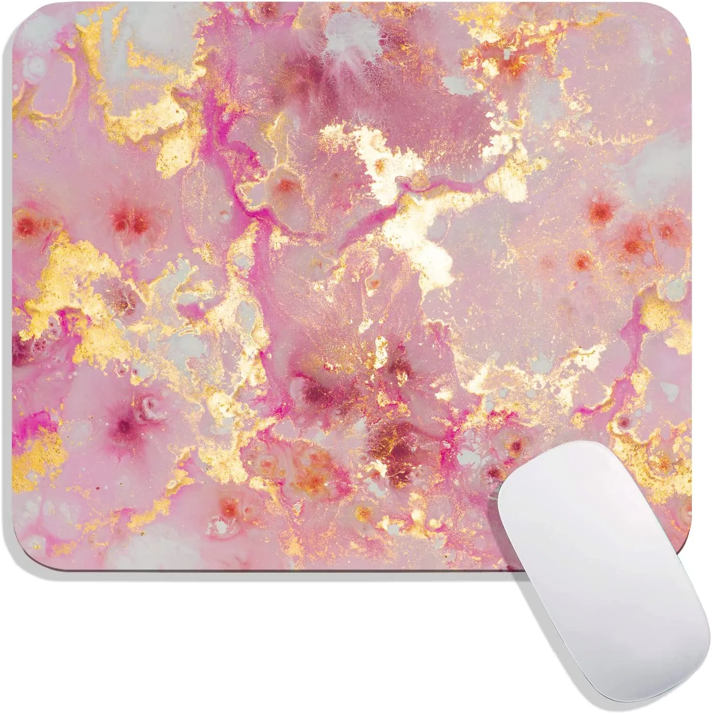 Tapis de souris en marbre rose doré personnalisé tapis de souris texturés de qualité supérieure conception tapis de souris d'ordinateur à base en caoutchouc antidérapant 9.7x7.9 In
