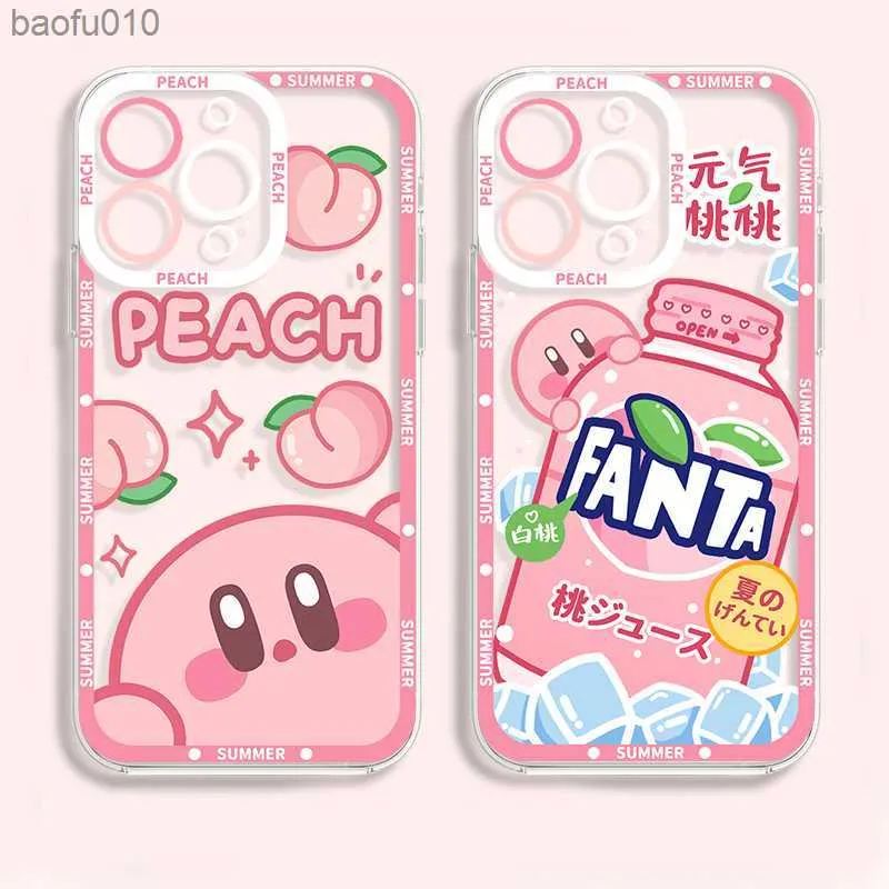 iPhone 14 Pro Max 13 12 11 Pro Mis Xr XS X 8 7 6 6S Plus SE 2020 Cover Funda L230619用のかわいいスターK-Kirby Soft Silicone電話ケース