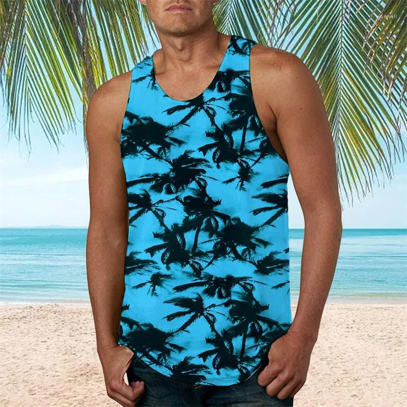 Men's Tank Tops Coconut Tree 3D Printed Top Fresh Casual Men Women Clothing Sleeveless Flower Pattern Sport Fitness Homme