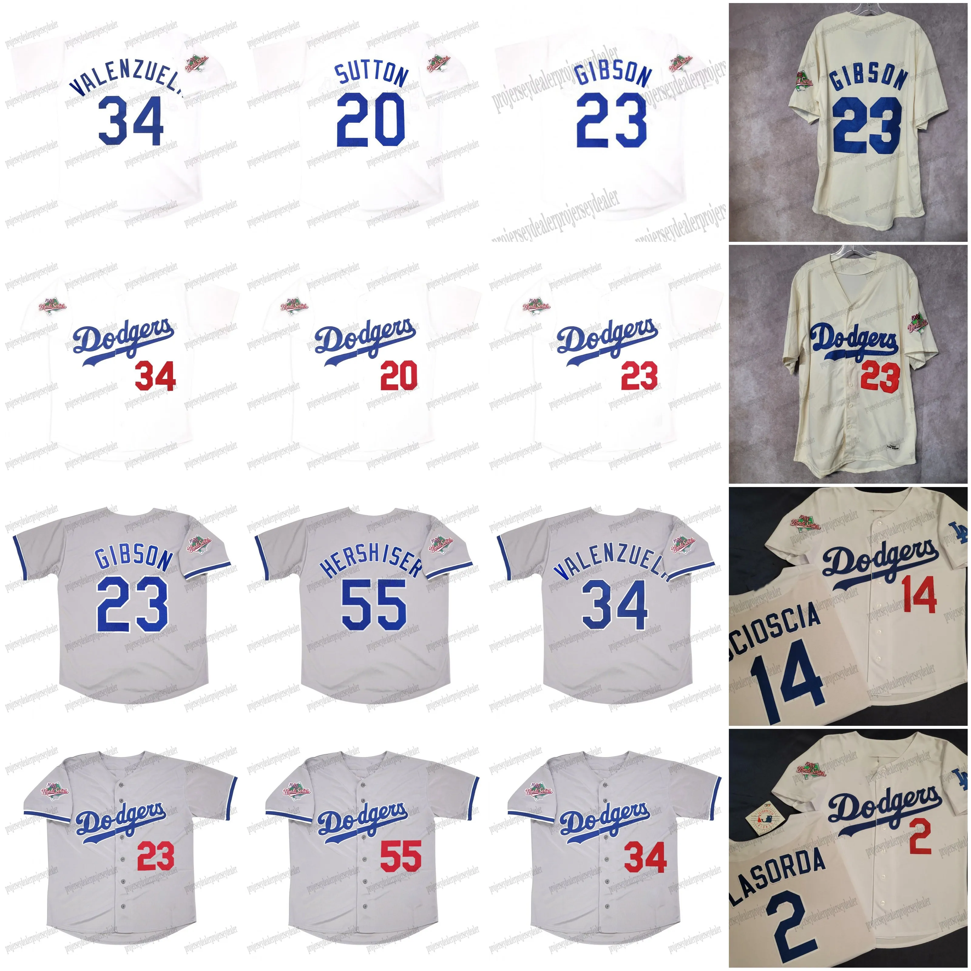 1988 World Series LA Dodgers Baseball Jersey, Breathable Polyester, Short Sleeve, Men & Youth Sizes, White, Grey, Beige 1988 World Series LA Dodgers Baseball Jersey, Breathable Polyester, Short Sleeve, Men & Youth Sizes, White, Grey, Beige