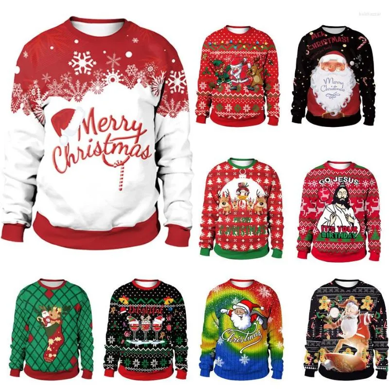 Men's Sweaters Men Women Autumn Winter Ugly Sweater Christmas Funny Merry Jumpers Tops 3D Unisex Carnival Party Pullovers Sweatshirts