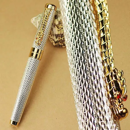 Penne stilografiche Jinhao1200 argento 18KGP B pennino penna drago intagliato cancelleria scuola ufficio scrittura 230713
