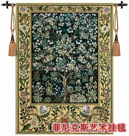 Gobeliny domowe dekoracja tekstylna gobelin William Morris Tree of Life Green Belgia 89 68 cm Wiszącego malowanie PT 35 230714