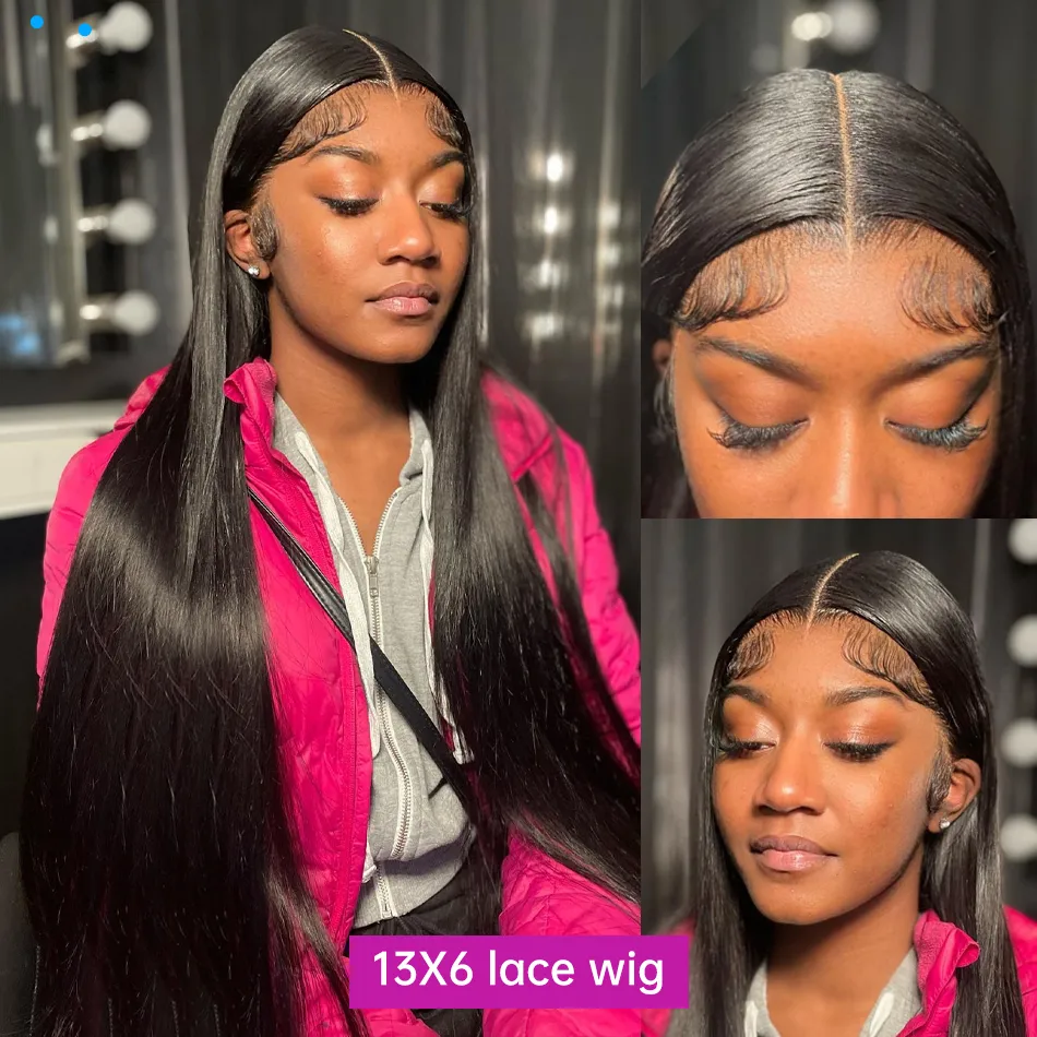 26Inch HD Transparent Bone Straight Lace Front Human Hair Wigs Brazilian 13x6 Lace Frontal Wig For Women