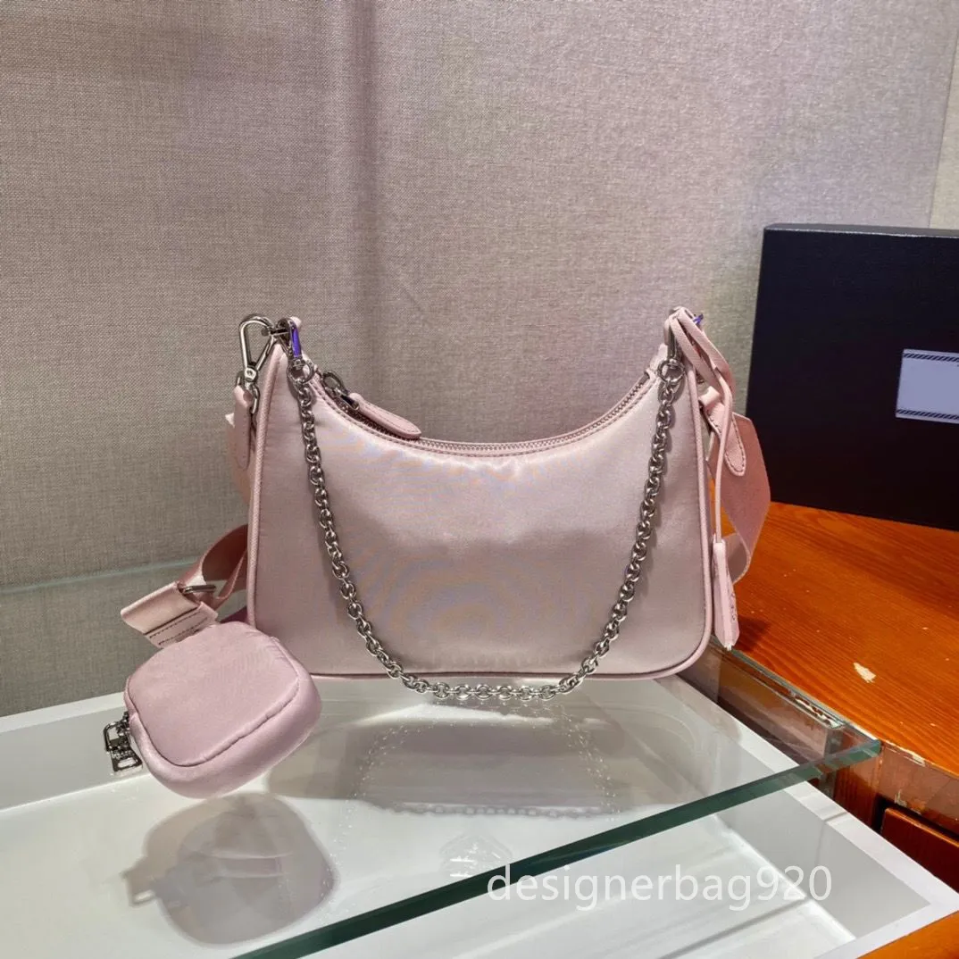 Bolso bandolera pequeño para mujer, bolso de lujo, monedero, cadena, cinta, moda, nailon, para hombre, mujer, bandolera, minicartera, para mujer, 3 en 1, bolso de mensajero, bolsos Hobo