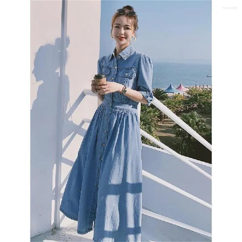 2022 Latest Women Fashion Summer Denim Dress Elegant 3XL 5XL 6XL Blue Mini  Half Sleeve Casual Jeans Dresses European Style AH751 - AliExpress