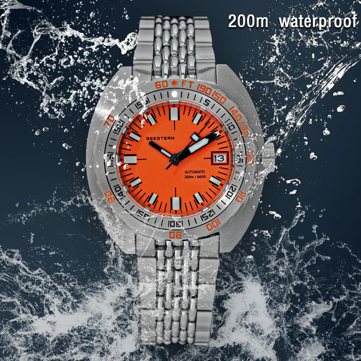 الساعات الأخرى أعلى العلامة التجارية Diver Watch Men Sub300T التلقائي من الياقوت الميكانيكي الزجاج مضيئة التاريخ 200M سوار بدور