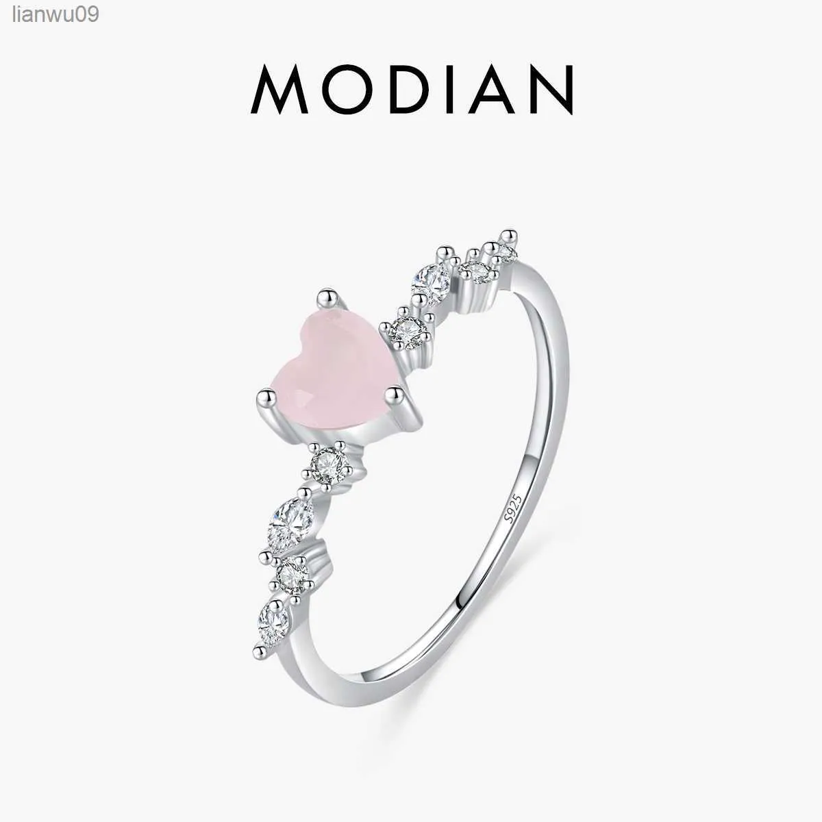 MODIAN 925 Sterling Zilver Elegante Roze Kristal Hart Vinger Ringen Voor Vrouwen Verjaardag Romantische Gift Fijne Sieraden Accessoires L230704