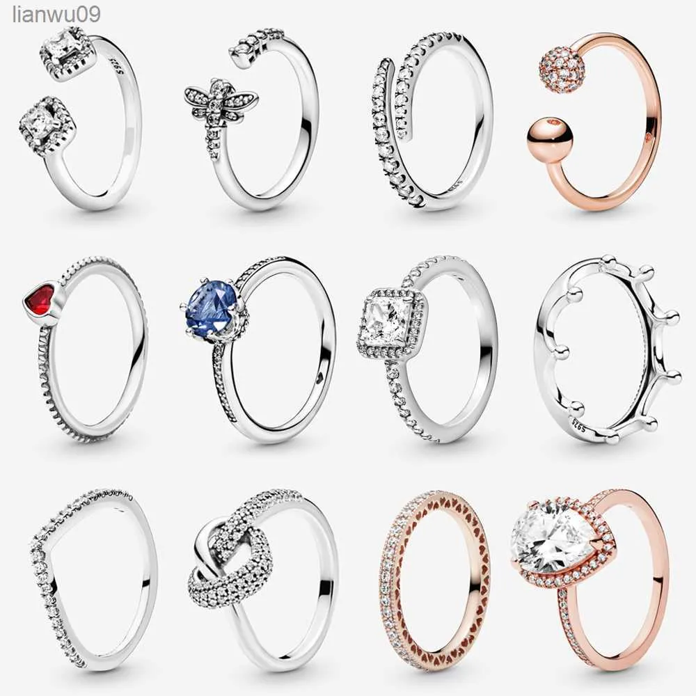 925 Sterling Zilveren Ringen Voor Vrouwen Originele Kroon Hart bone Engagement Wedding Rose Gold Crystal Ring Luxe Sieraden L230704