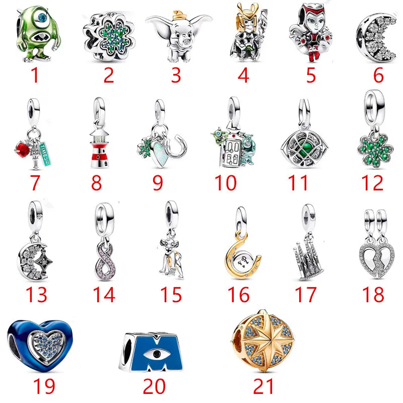 925 STERLING SLATER CHARM MODOS NOVOS PARTAIS DE PARTANTOS DE CARACTOON ANIMENTO SPEWERS SPIGELTER BACELE