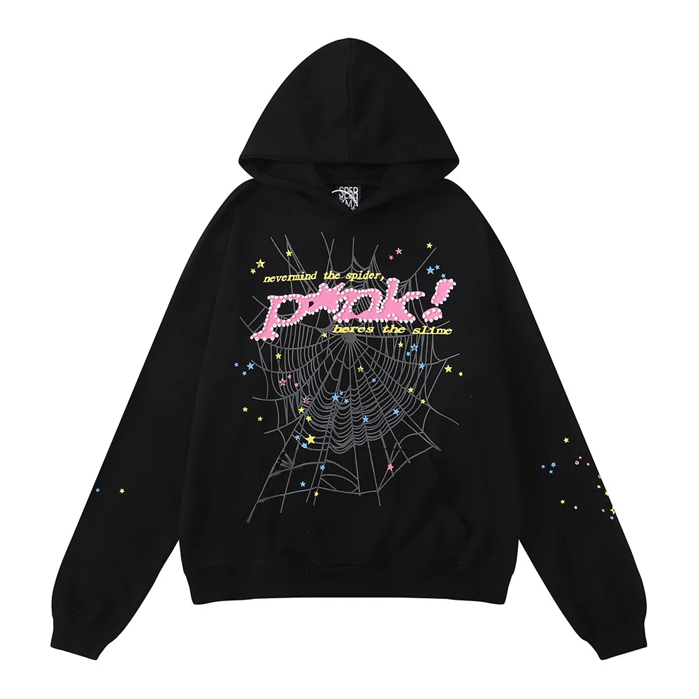 24ss new spider hoodie pink purple Young thug hoodie sp5der tracksuit men women hoodie web jacket Sweatshirt Spider 555 hoodie High quality FSX4