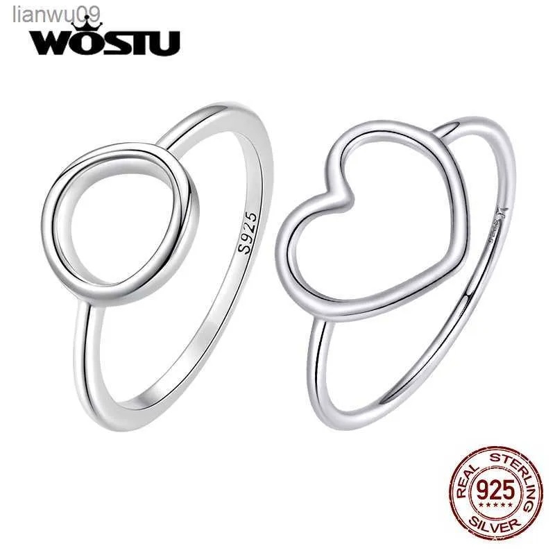 Wostu 100 925 Sterling Silver Heart Ring For Women Wedding Engagement Simple Rings Finger Party Fashion Jewelry Gifts CQR641 L230704