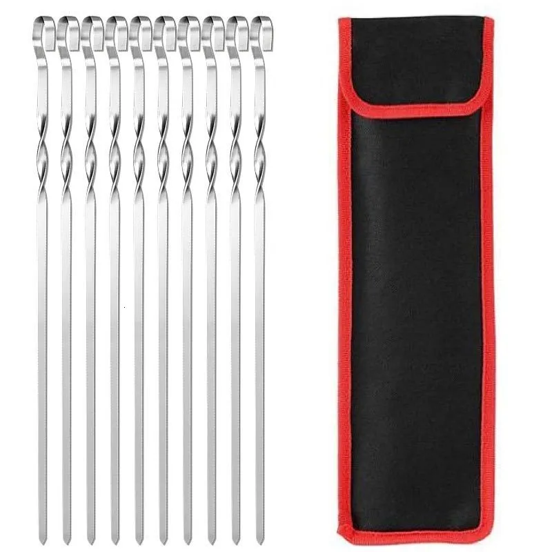 Accessoires Doutils De Barbecue 6/10/12/20 Pièces/Ensemble Brochettes De  Barbecue En Acier Inoxydable 39 Cm Bâton De Cuisson Plat Brochette Shish  Kebab Extérieur Boeuf Agneau Barbecue Brochettes Outils 230714 Du 8,93 €