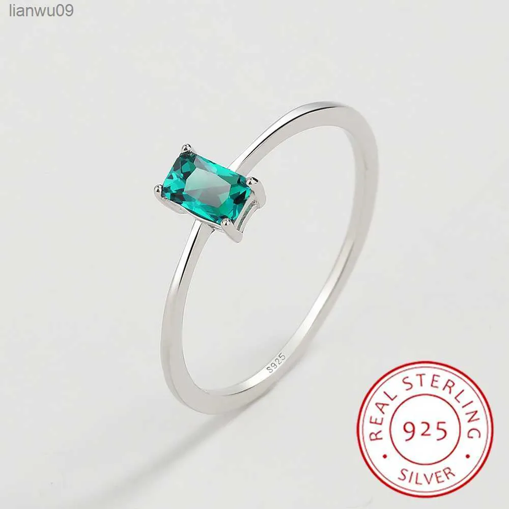 2022 NEW Classic Paraiba Rectangular Emerald Original S925 Sterling Silver Rings For Women Sapphire Diamond Engagement Jewelry L230704