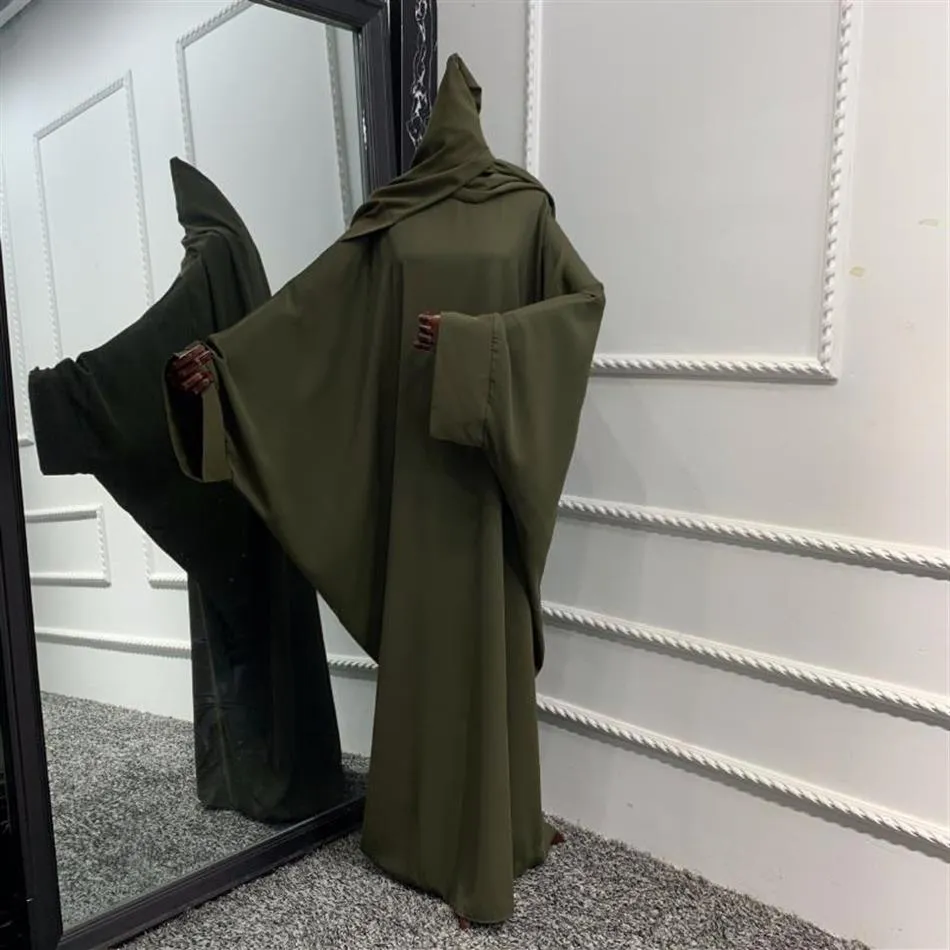 Etnische Kleding Moslim Vrouwen Hijab Jurk Gebed Kleding Batwing Abaya Bijpassende Head Cover Sjaal Islam Jilbeb Dubai Turkije Saudi Ji205C
