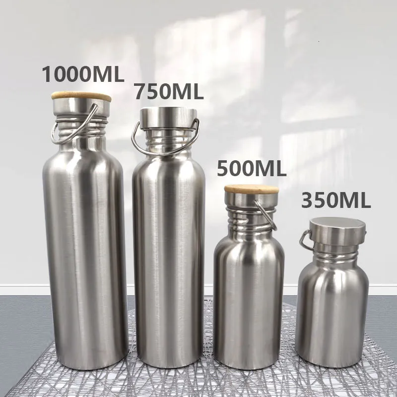 زجاجات المياه المحمولة زجاجة الفولاذ المقاوم للصدأ 1000 مل قوارير رياضية من الخيزران.