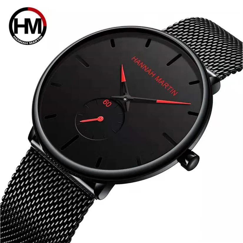 HM Men's Watches العلامة التجارية Hannah Martin 40mm عالي الجودة للنساء والموضة Gold Watch Proching 3ATM MONTRE244F