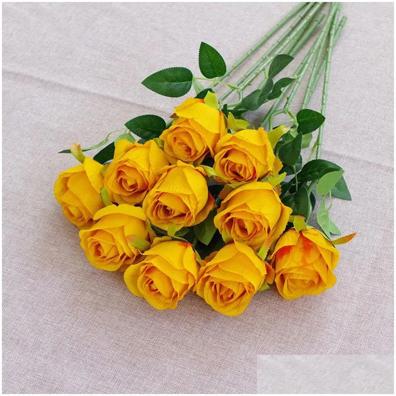 single head artificial bulgarian rose flowers 51cm length simulation rose for home bridal wedding party festival decor