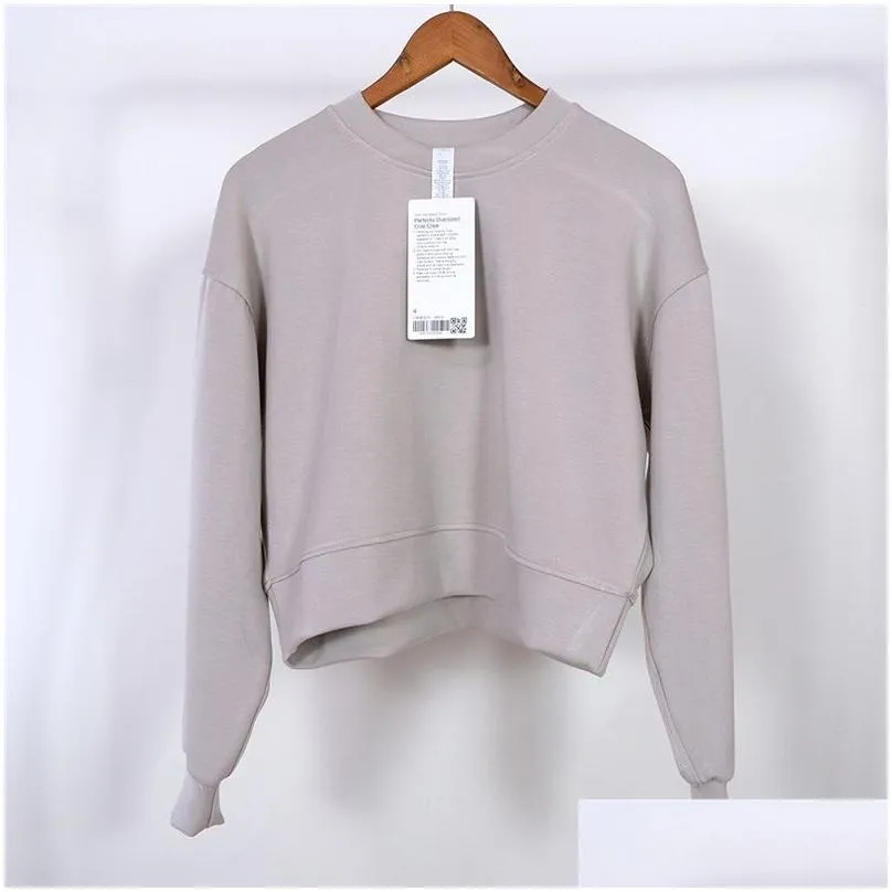 ll women yoga outfit perfectly oversized sweatshirts sweater loose long sleeve crop top fitness workout crew neck blouse gym