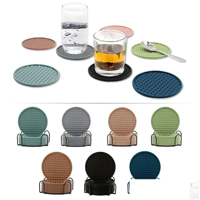 Mats Pads Sile Wine Coasters Round Shaped Pyramid Cup Coaster Soft Tabletop Protection For Drinking Glasses Drop Delivery Home Gar Dh7By